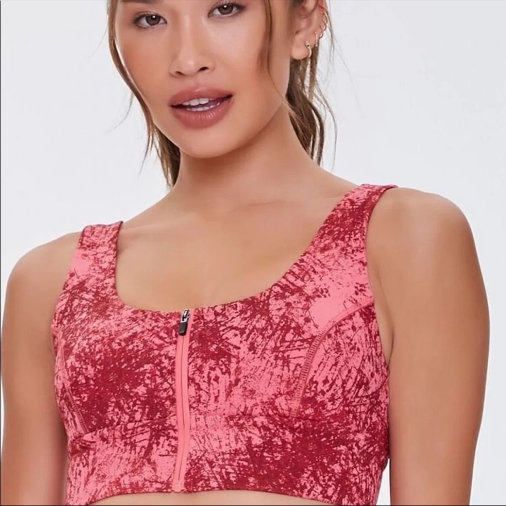 Forever 21 red zippered sports bra